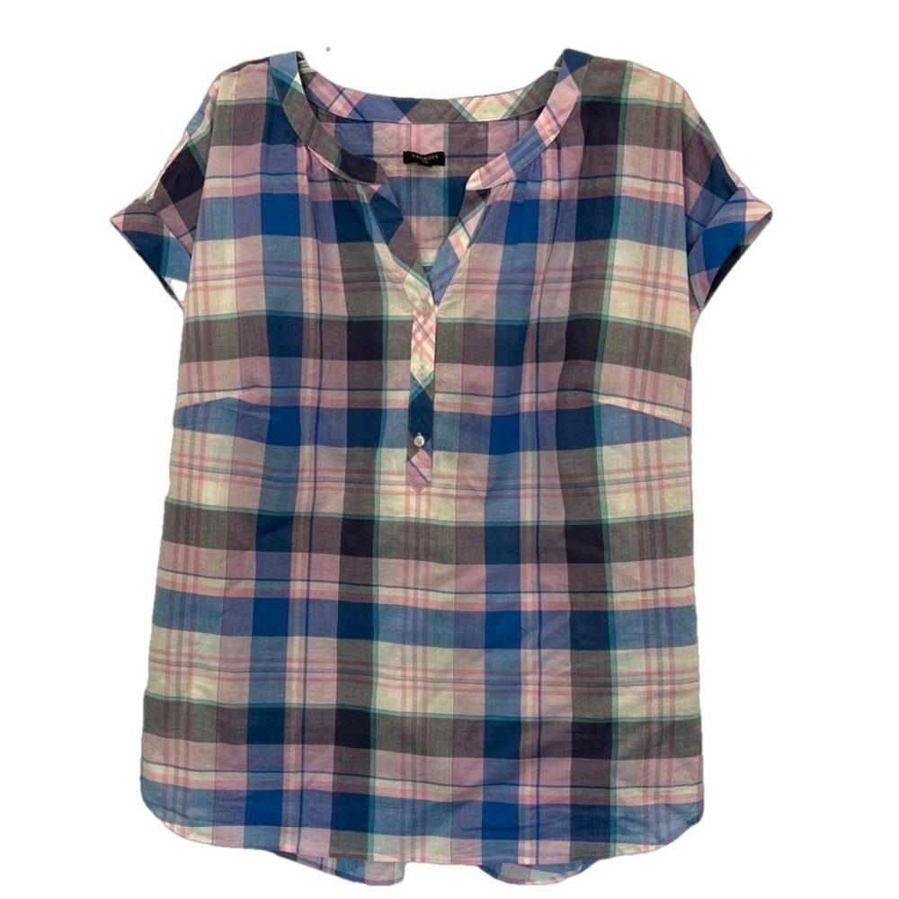 Talbots Plus High Low Split Neck Popover Blouse P… - image 2